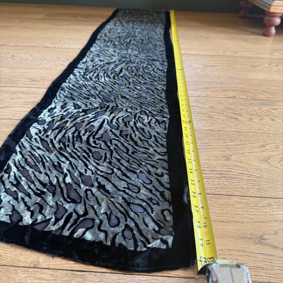 Velvet Burn Out Zebra Print Scarf Silk Blend Wild Animal Black Cream Silver Rust - Picture 2 of 6